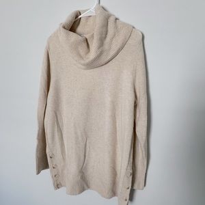 LOFT Cowl Neck Button Side-Slit Sweater NWOT